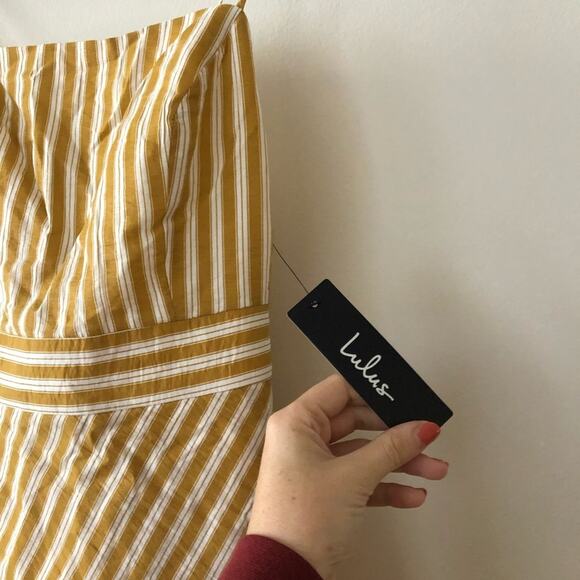 Lulu's Central Park Yellow Striped Mini Dress - Picture 3 of 5